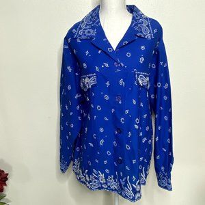 The Quacker Factory Blue & White Paisley Bandana Shacket